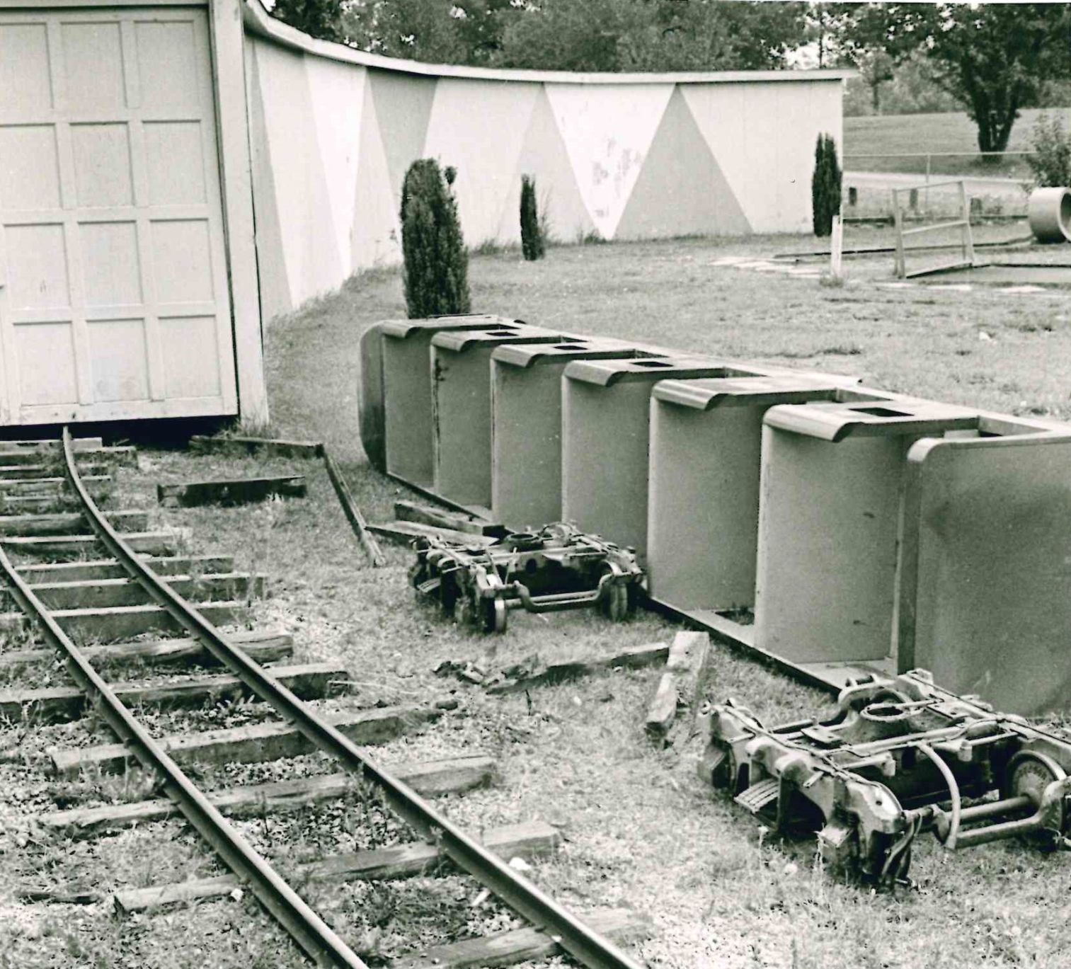 Derailed train car